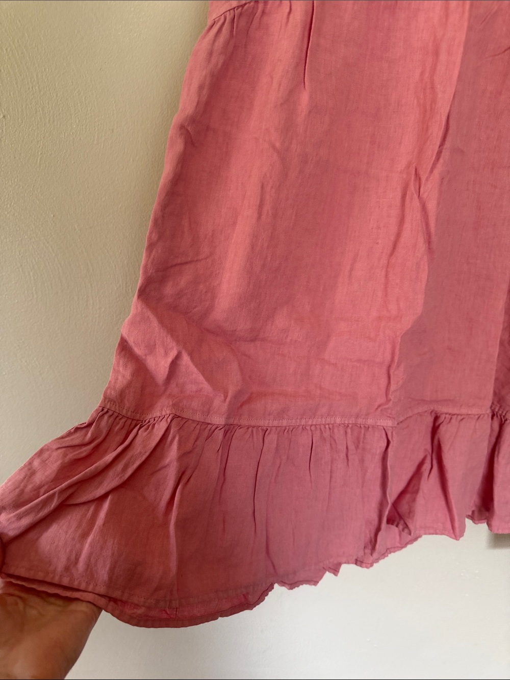 Cynthia Rowley Rose Pink V-Neck Ruffled Hem Mini Dress - Picture 3 of 4